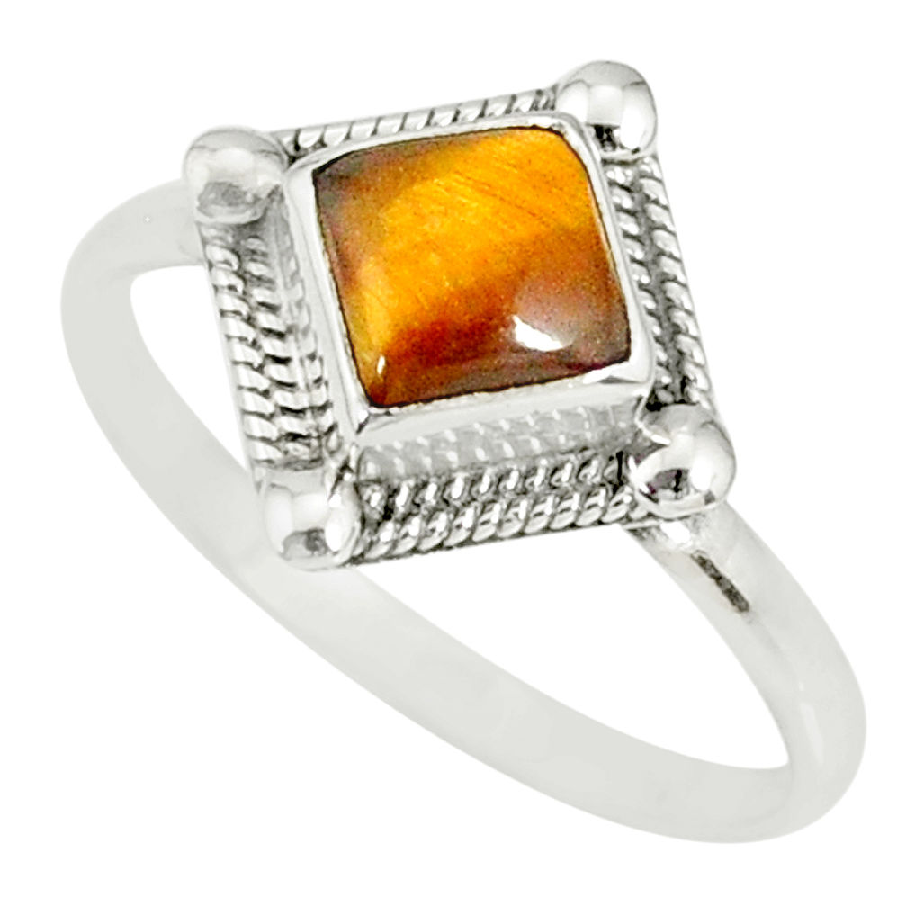 925 silver 1.16cts natural brown tiger's eye solitaire ring size 8.5 r78850