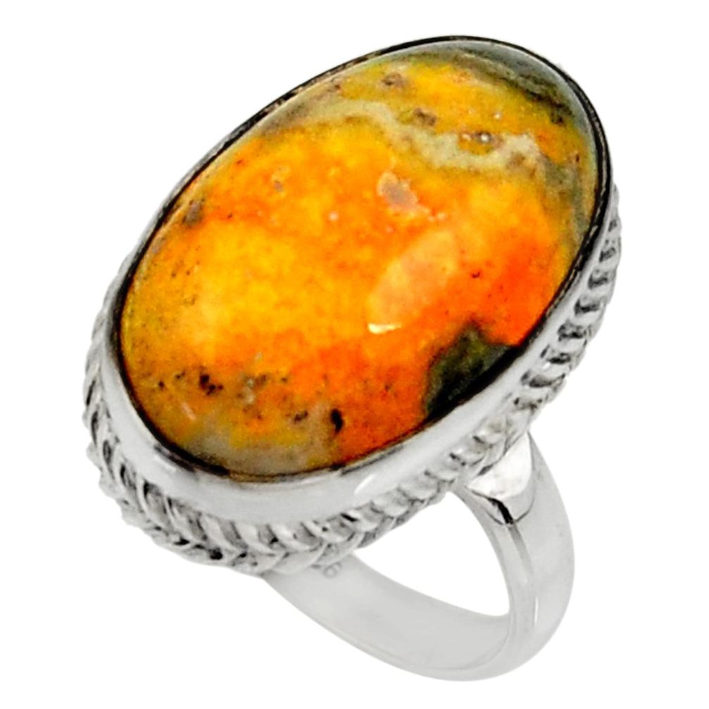 925 silver natural bumble bee australian jasper solitaire ring size 8.5 r28359