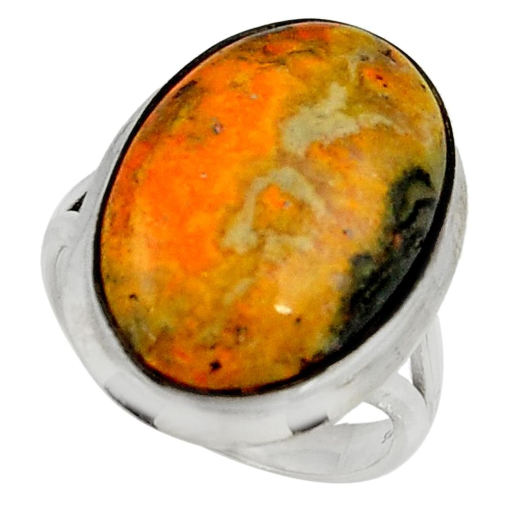 925 silver natural bumble bee australian jasper solitaire ring size 8.5 r28374