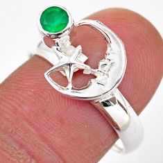 925 silver 0.42cts natural chalcedony crescent moon star ring size 7.5 t89379