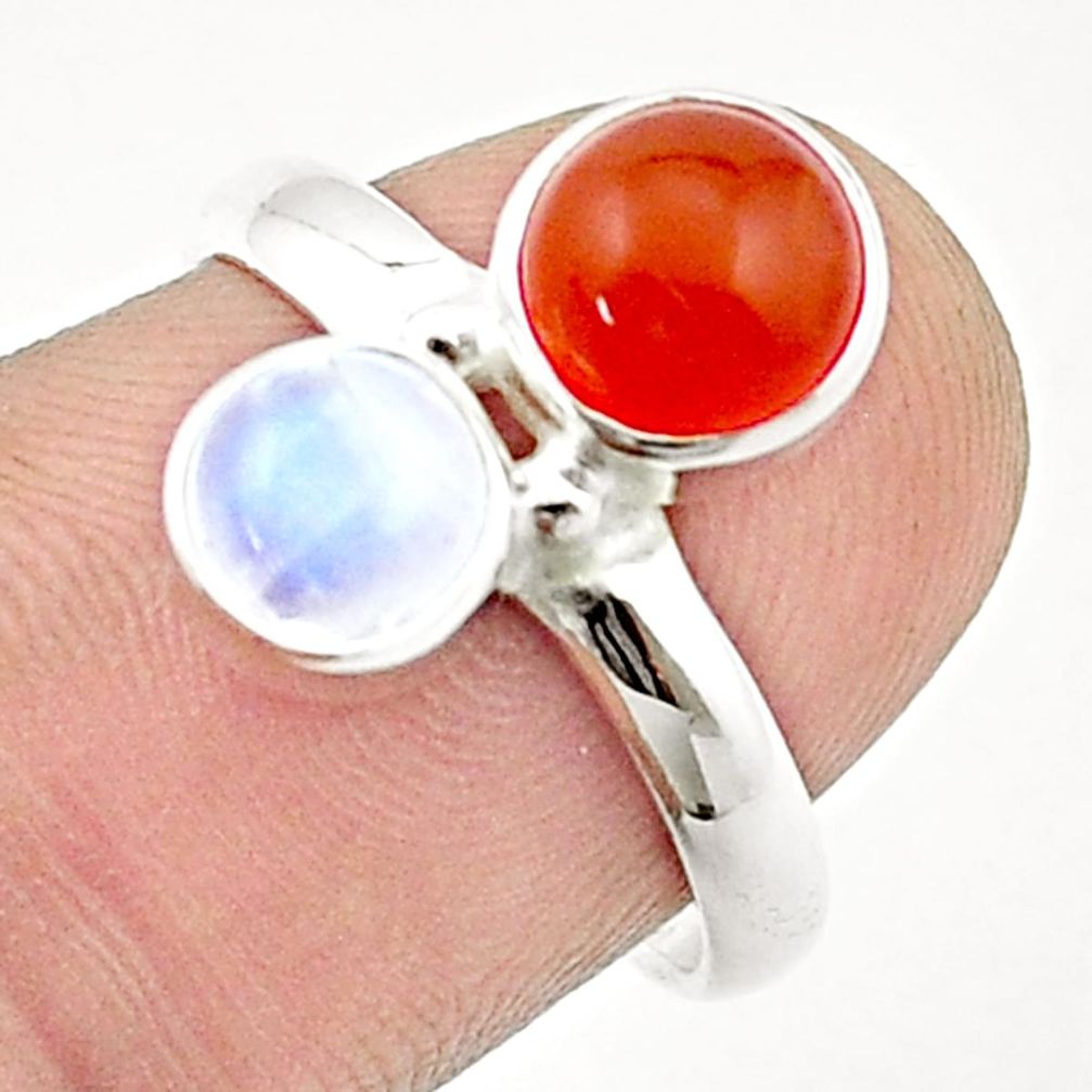 925 silver 3.91cts natural cornelian (carnelian) moonstone ring size 7.5 u36574