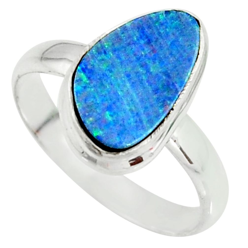 925 silver 4.84cts natural doublet opal australian solitaire ring size 10 r39252