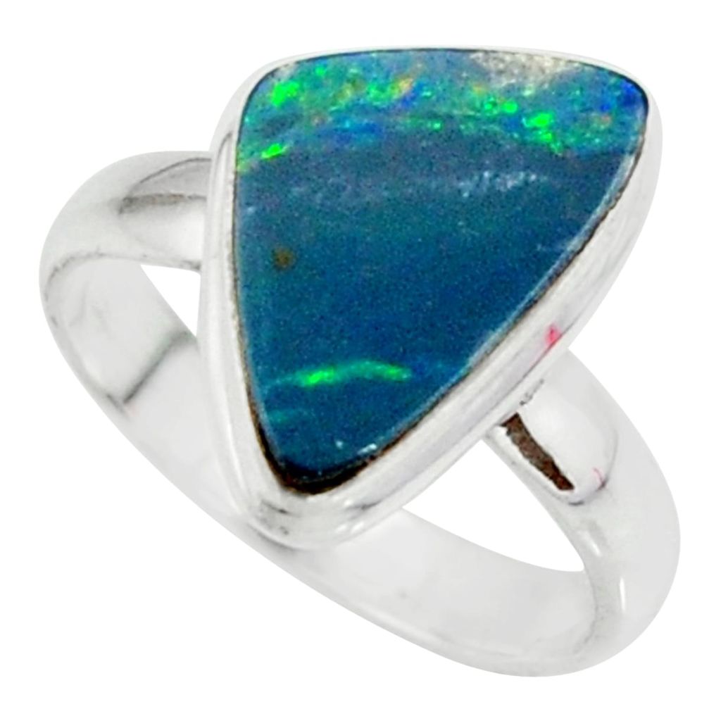 925 silver 4.84cts natural doublet opal australian solitaire ring size 7 r39249