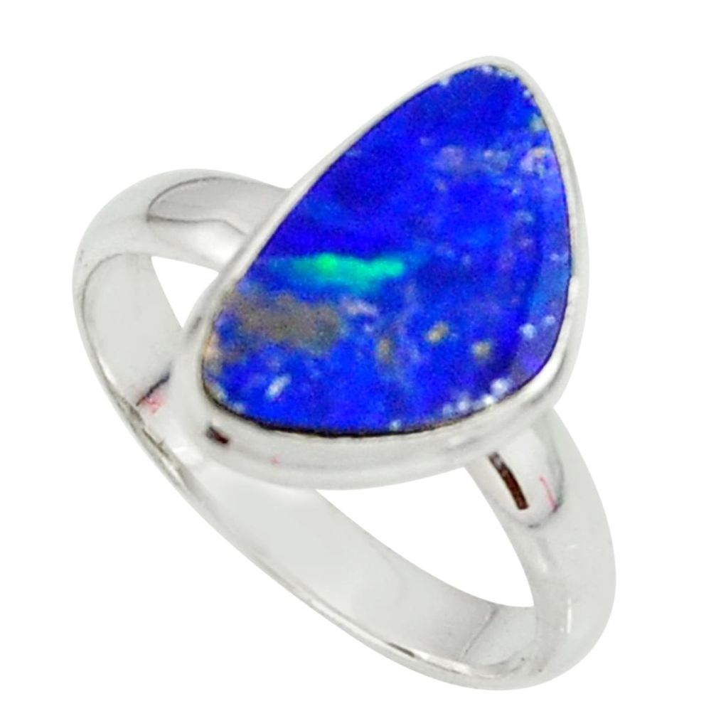 925 silver 5.10cts natural doublet opal australian solitaire ring size 9 r39260