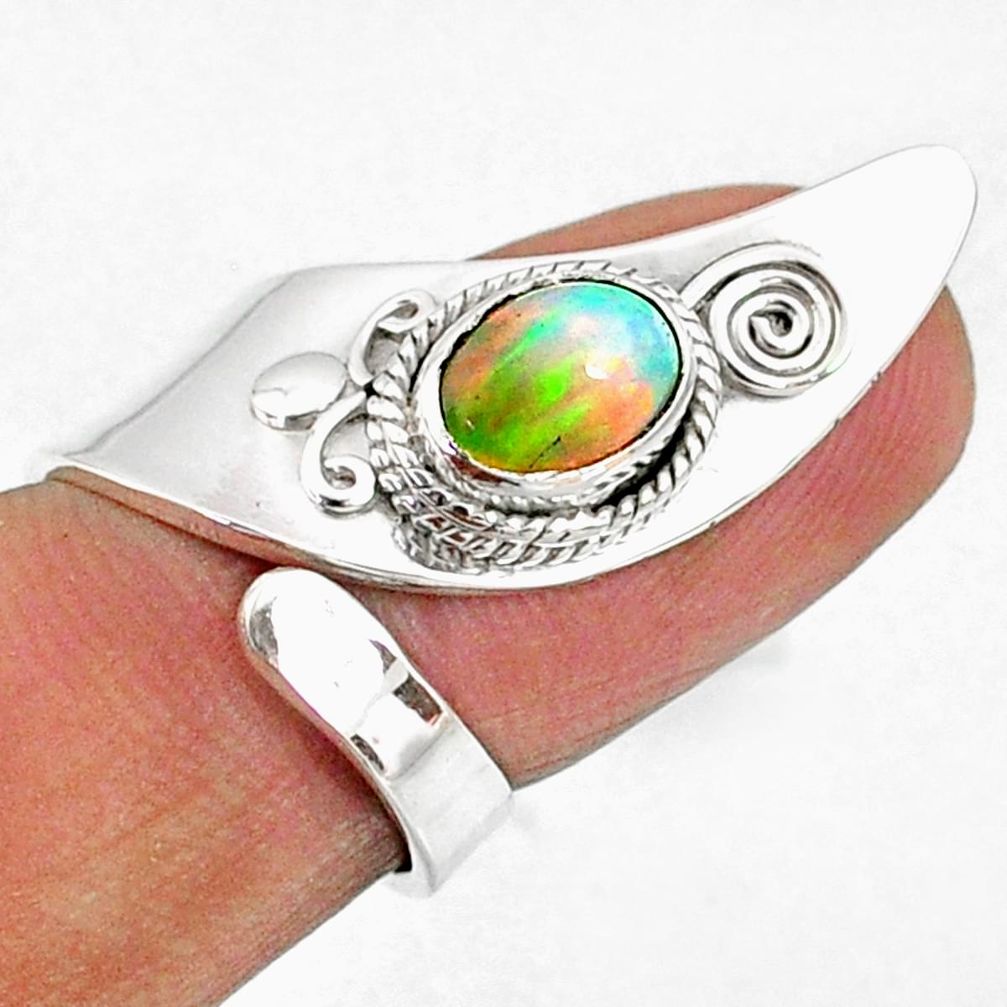 925 silver 2.08cts natural ethiopian opal oval adjustable ring size 5 r65559