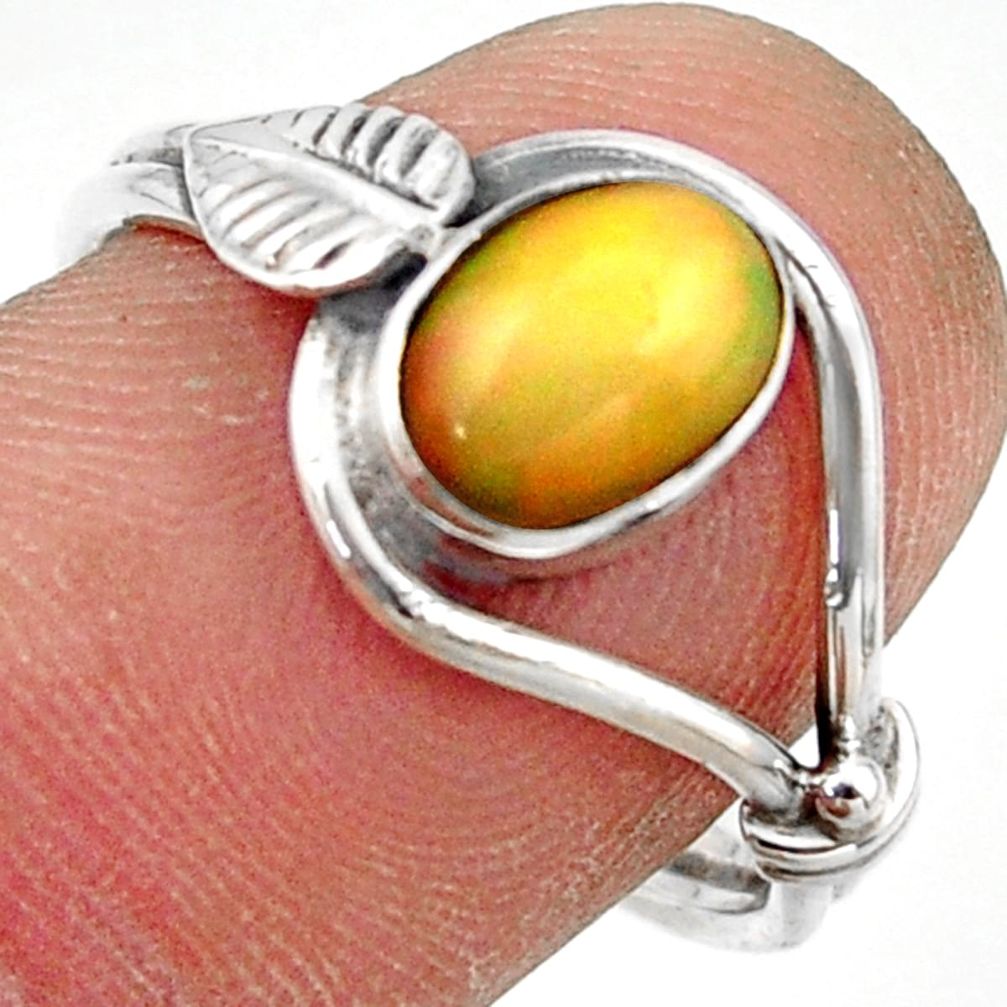 925 silver 2.30cts natural ethiopian opal oval solitaire ring size 8.5 r41535