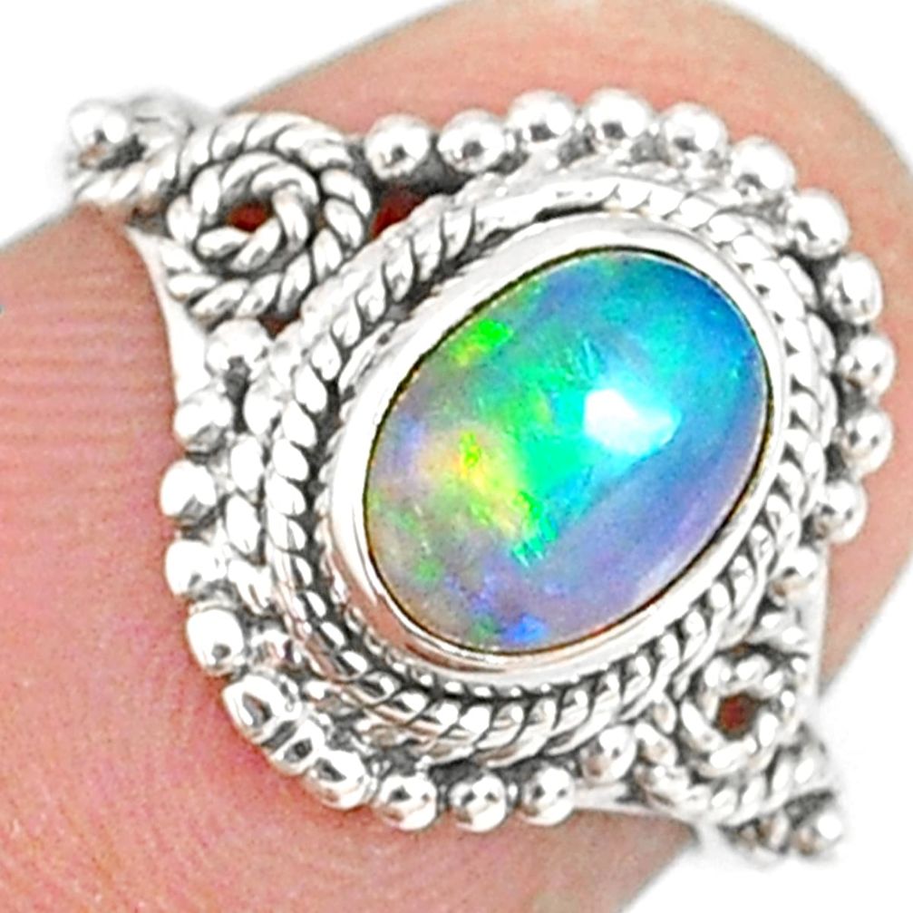 925 silver 2.17cts natural ethiopian opal oval solitaire ring size 5.5 r82338