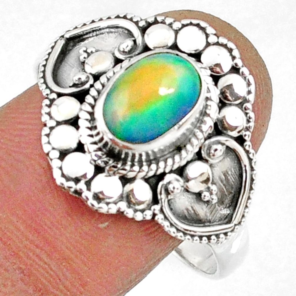 925 silver 2.12cts natural ethiopian opal oval solitaire ring size 10 r61143