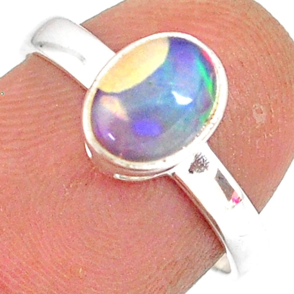 925 silver 2.02cts natural ethiopian opal oval solitaire ring size 7 r83729