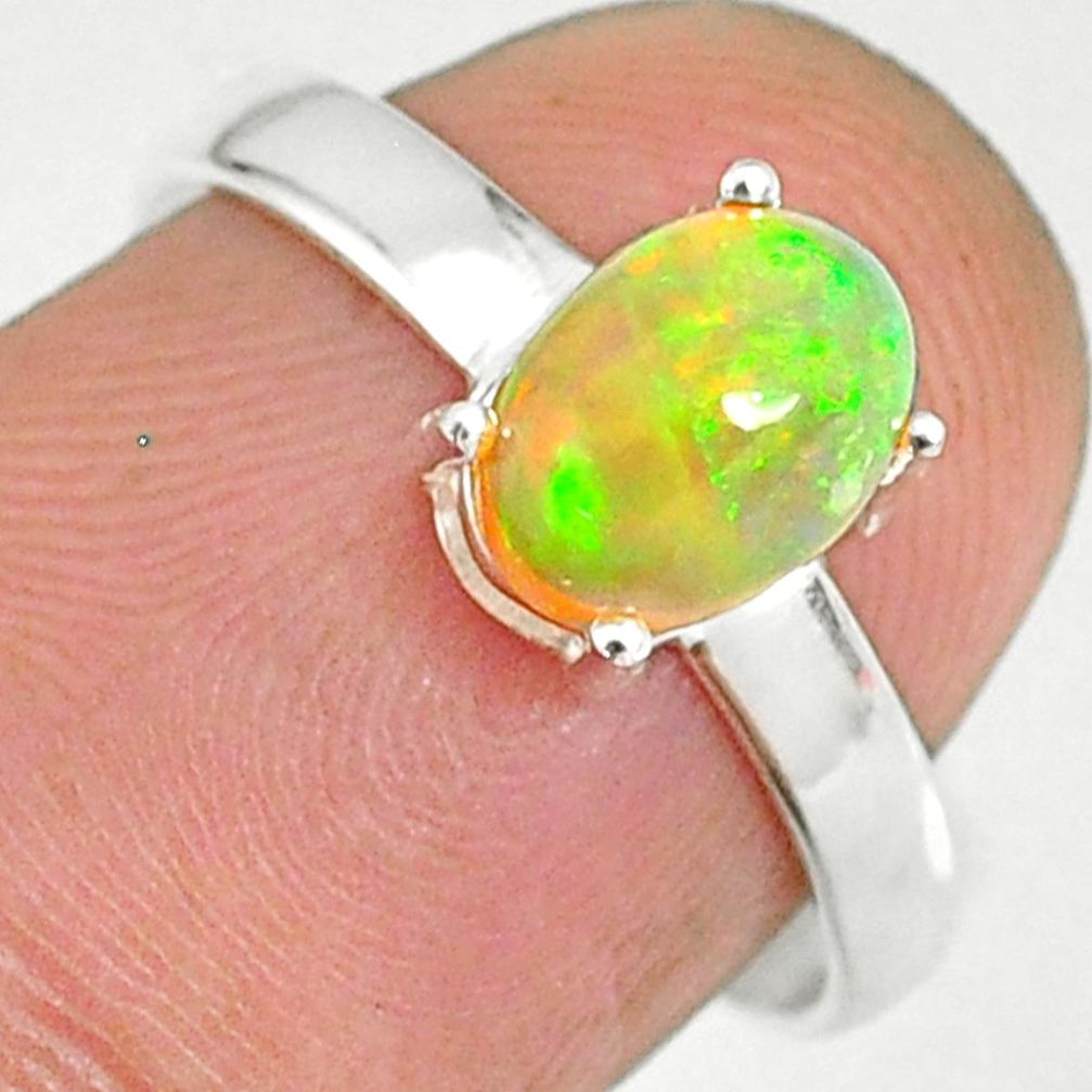 925 silver 2.08cts natural ethiopian opal oval solitaire ring size 7 r83984