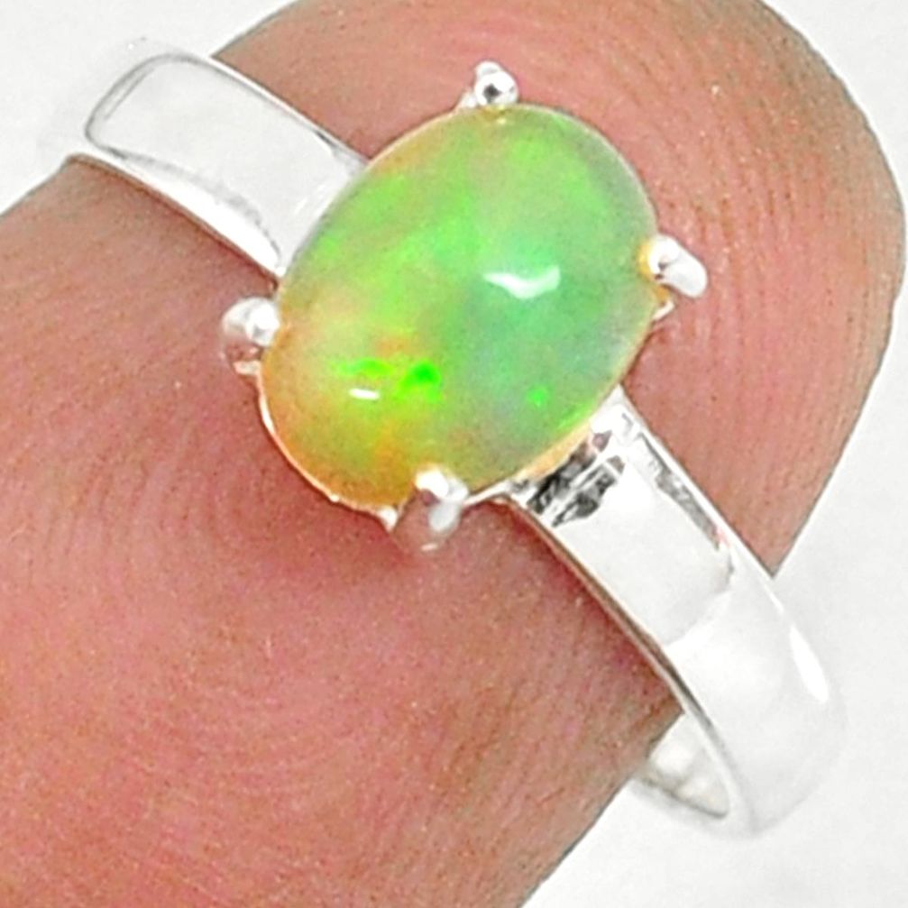 925 silver 2.25cts natural ethiopian opal oval solitaire ring size 7 r84020