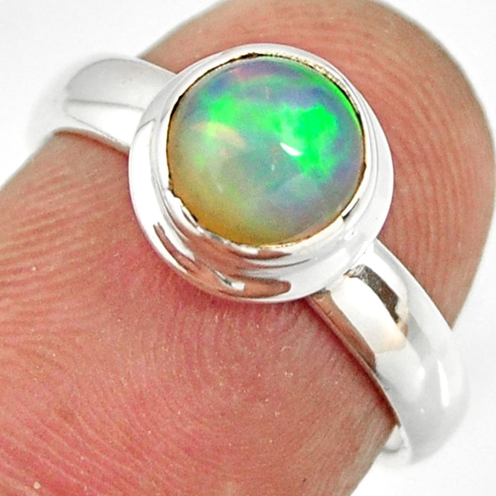 925 silver 2.42cts natural ethiopian opal round solitaire ring size 5.5 r26268