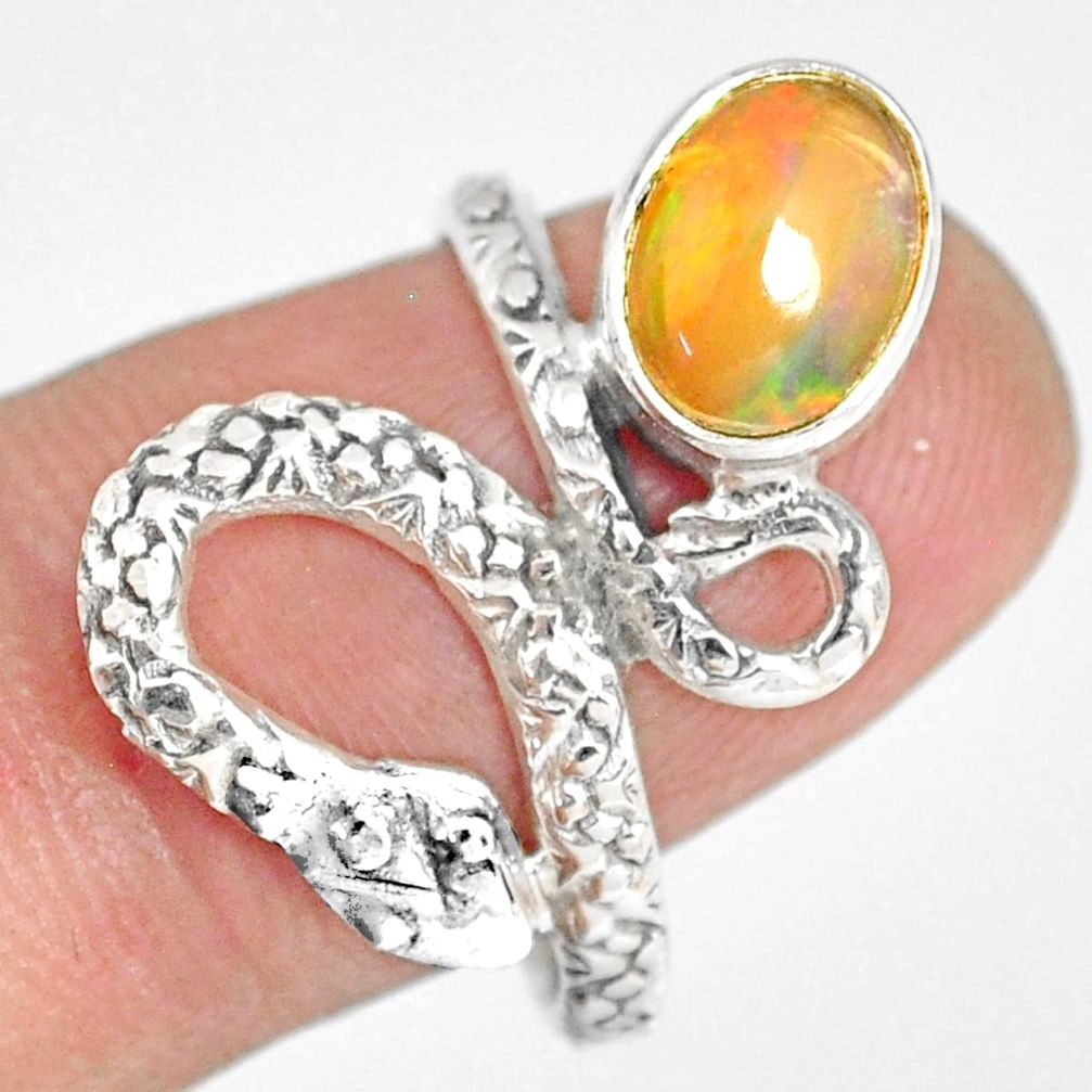 925 silver 3.07cts natural ethiopian opal snake solitaire ring size 8 r82538