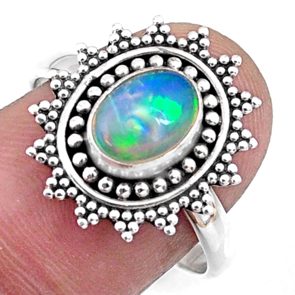 925 silver 2.05cts natural ethiopian opal solitaire ring jewelry size 8.5 r57491