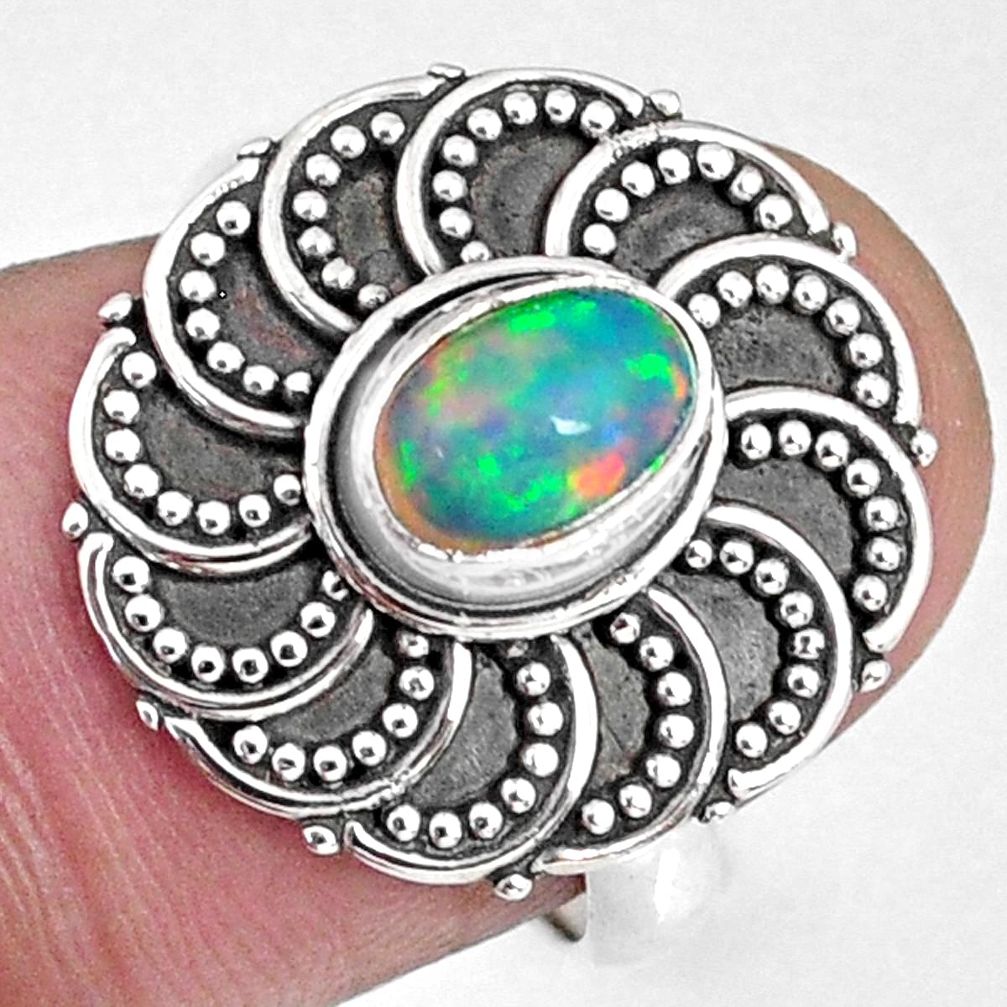 925 silver 1.61cts natural ethiopian opal solitaire ring jewelry size 6.5 r58538
