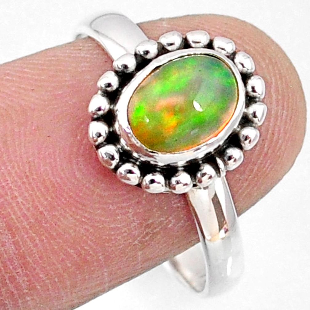 925 silver 2.10cts natural ethiopian opal solitaire ring jewelry size 7.5 r64556