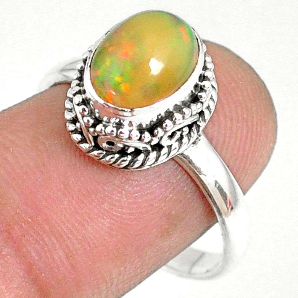 925 silver 2.97cts natural ethiopian opal solitaire ring jewelry size 8.5 r75364