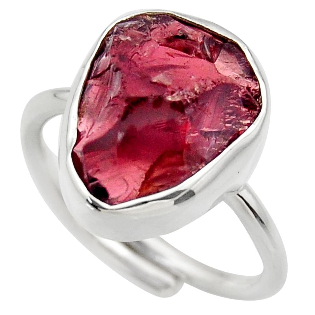 925 silver 7.78cts natural garnet rough adjustable solitaire ring size 7 r29675