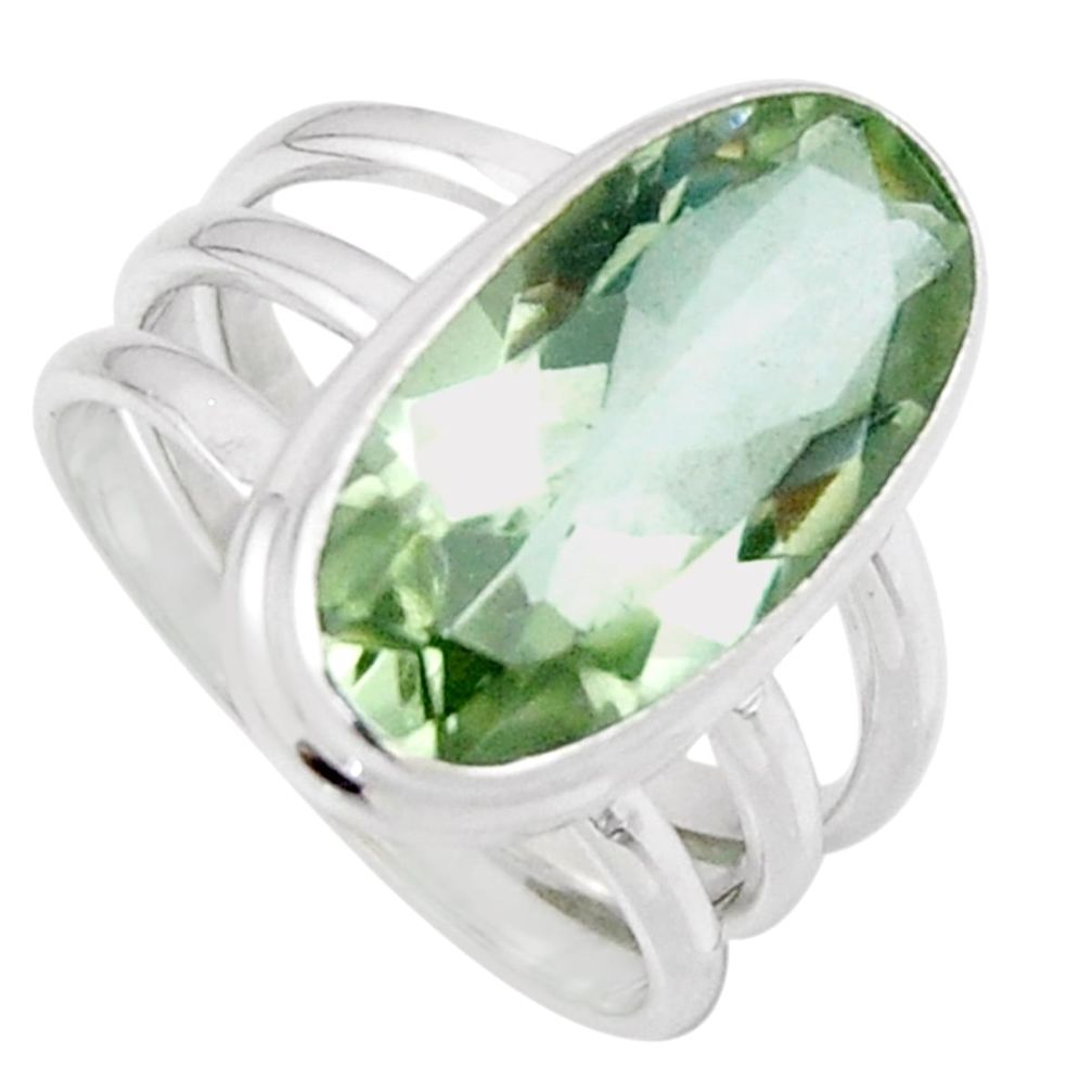 925 silver 7.76cts natural green amethyst solitaire ring jewelry size 7.5 r56010