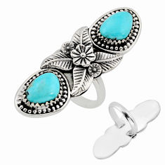 925 silver 9.02cts natural green campitos turquoise flower ring size 7.5 c32516