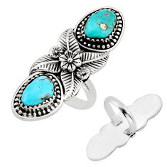 925 silver 8.61cts natural green campitos turquoise flower ring size 7 c32514