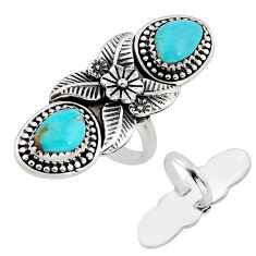 925 silver 8.47cts natural green campitos turquoise flower ring size 7 c32517