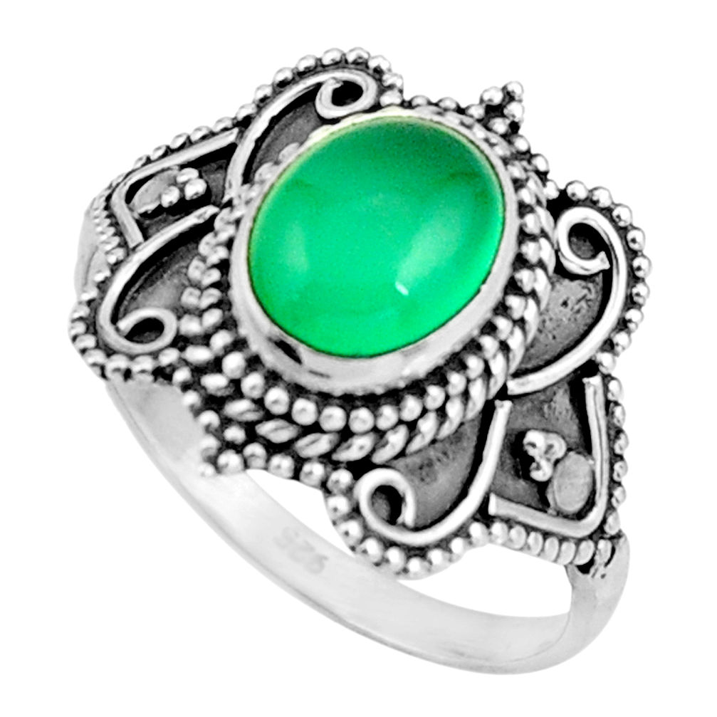 925 silver 3.63cts natural green chalcedony solitaire ring jewelry size 9 r26784