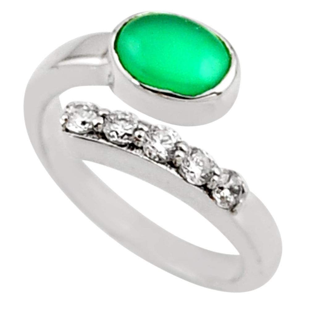 925 silver 3.58cts natural green chalcedony topaz adjustable ring size 8 r54569