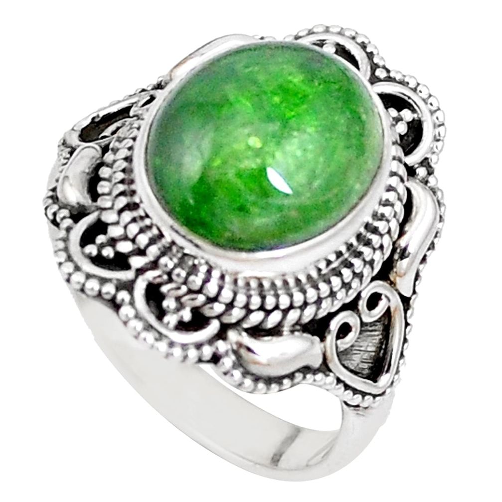 925 silver 5.12cts natural green chrome diopside solitaire ring size 7.5 p15174