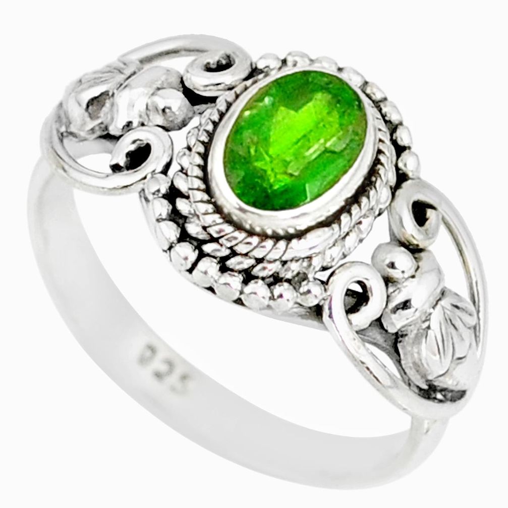 925 silver 1.42cts natural green chrome diopside solitaire ring size 7.5 r82368