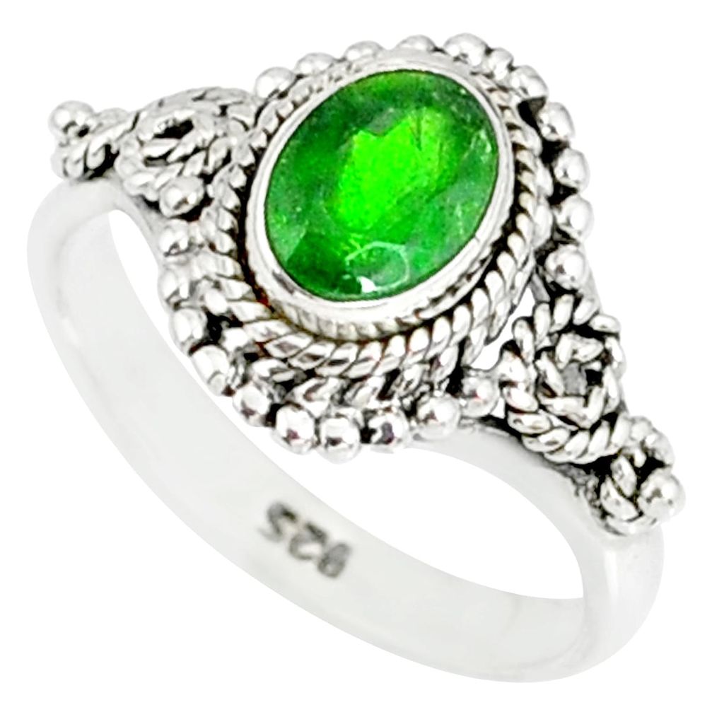 925 silver 1.46cts natural green chrome diopside solitaire ring size 8 r82272