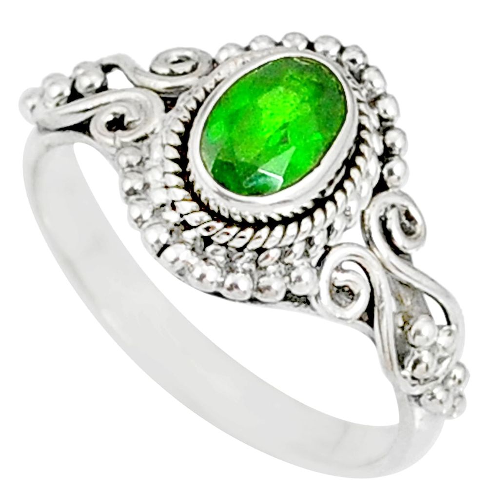 925 silver 1.51cts natural green chrome diopside solitaire ring size 8 r82280