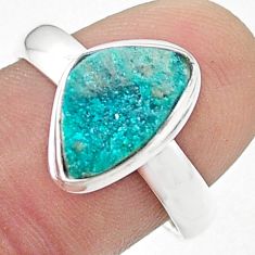 925 silver 5.03cts natural green chrome dioptase solitaire ring size 9 u48248