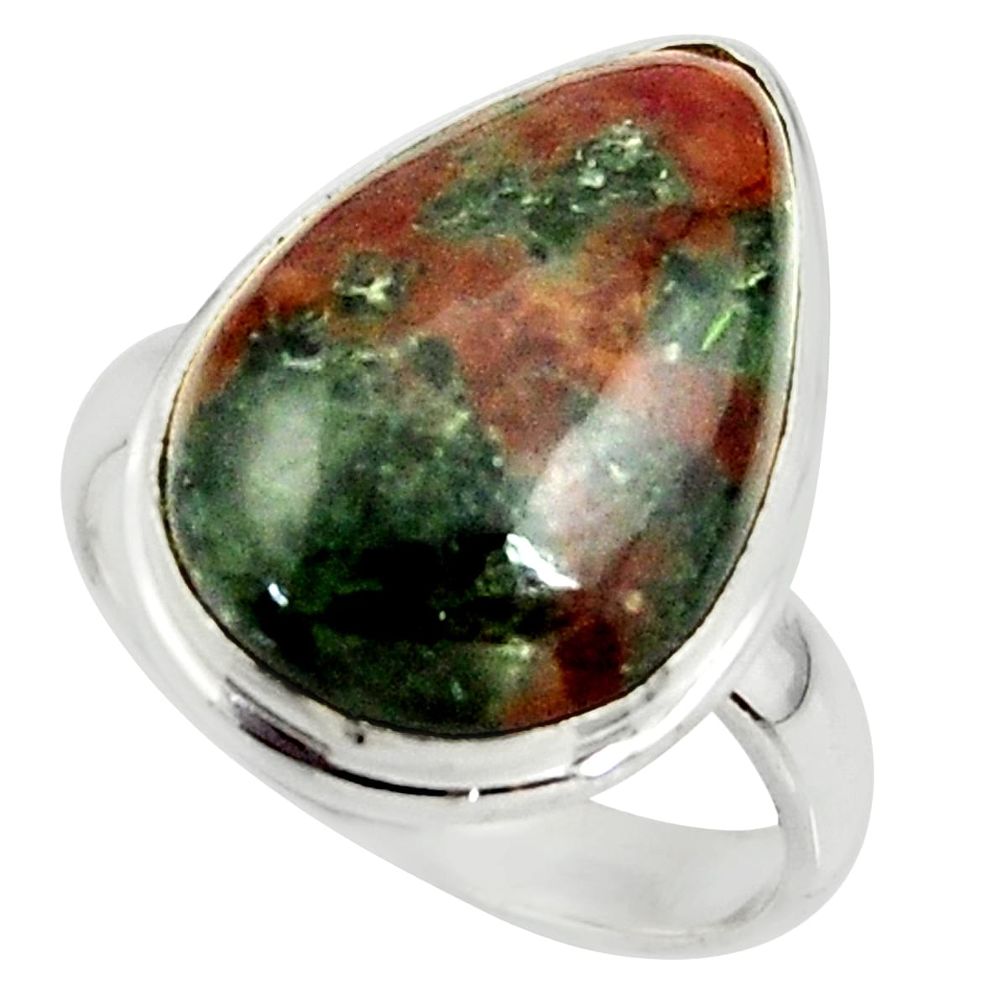 925 silver 13.55cts natural green grass garnet pear solitaire ring size 8 r39635