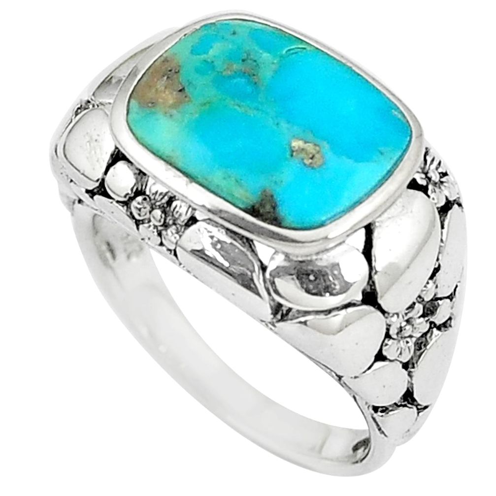 925 silver 4.38cts natural green kingman turquoise solitaire ring size 6 c10606