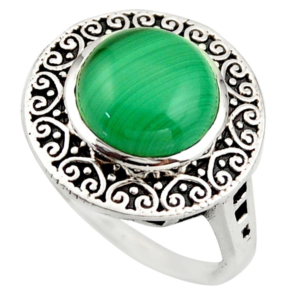 925 silver 6.18cts natural green malachite (pilot's stone) ring size 7.5 d46104