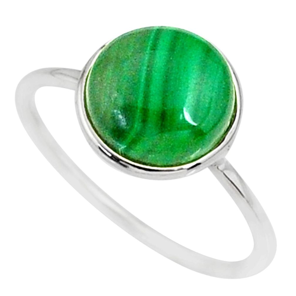 925 silver 5.37cts natural green malachite round solitaire ring size 9 r81665