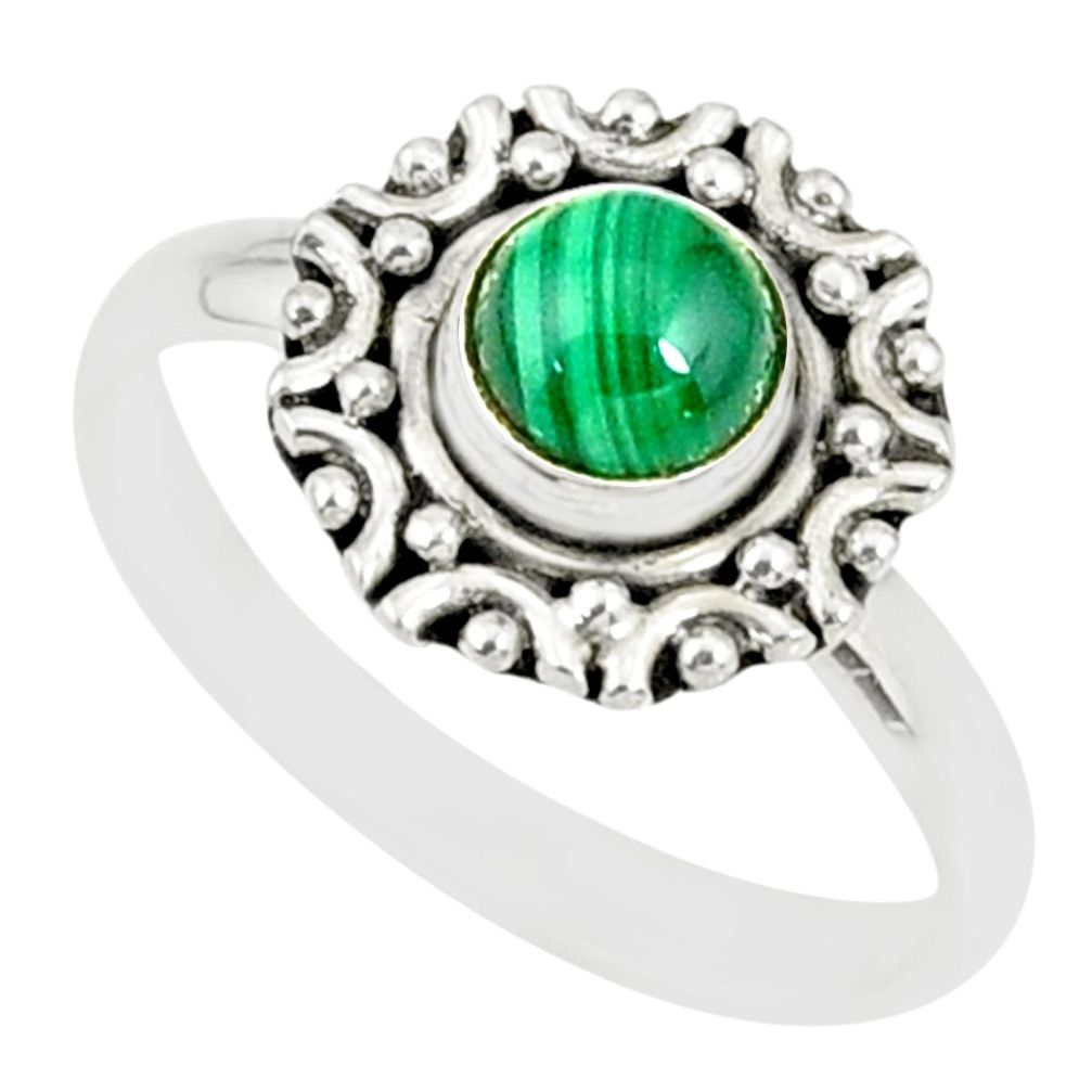 925 silver 1.16cts natural green malachite round solitaire ring size 9 r82108