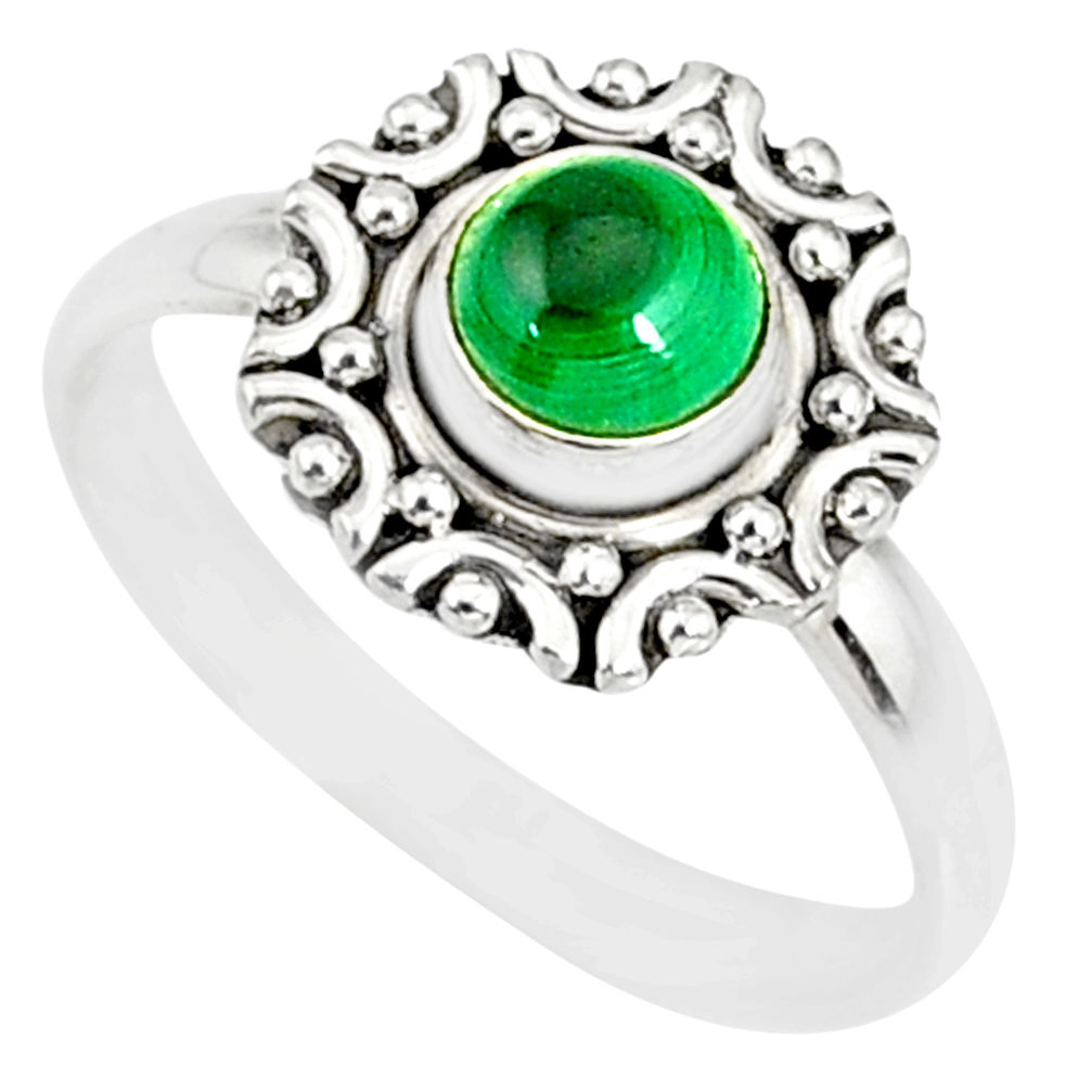 925 silver 1.13cts natural green malachite round solitaire ring size 9 r82112