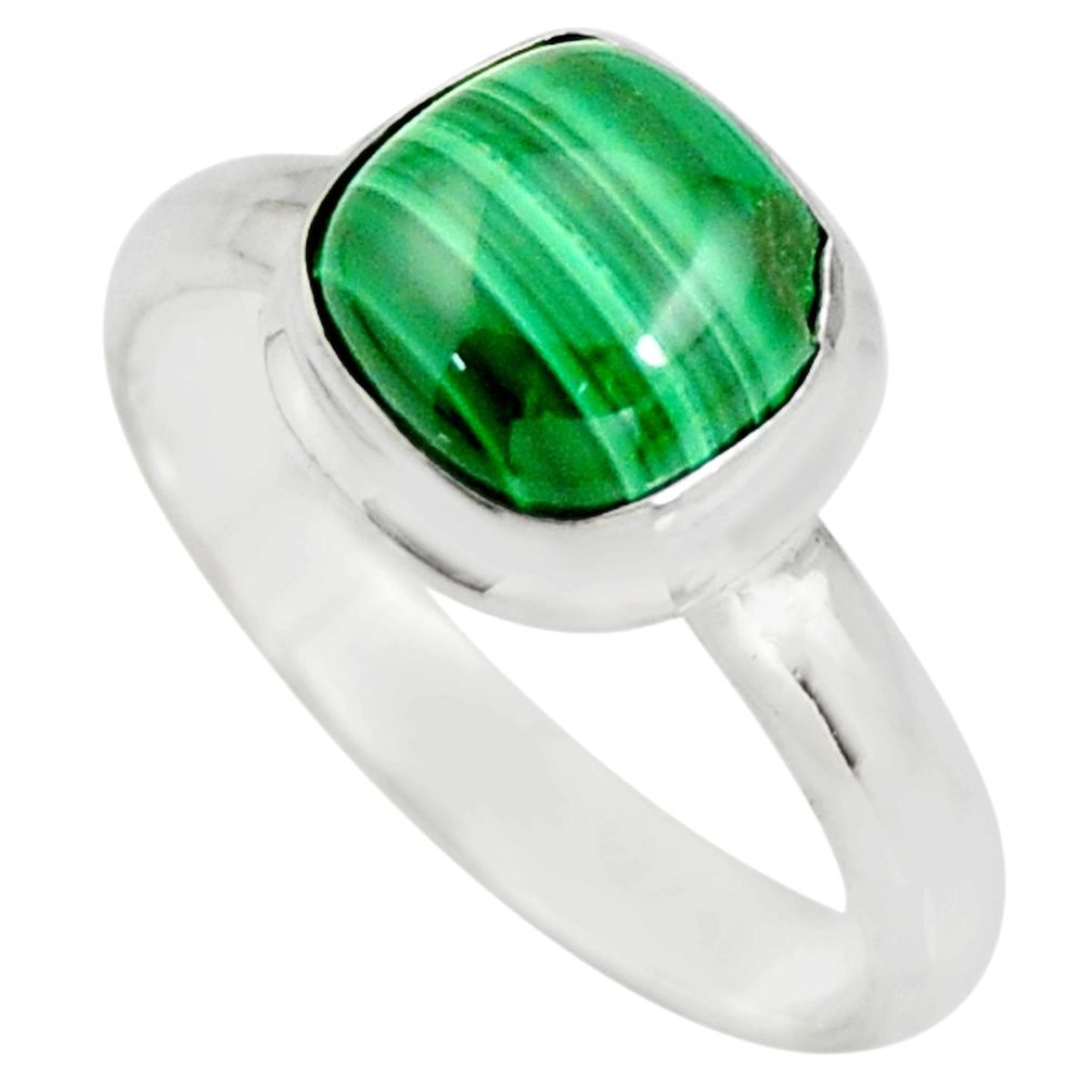 925 silver 3.30cts natural green malachite solitaire ring size 7 r26388
