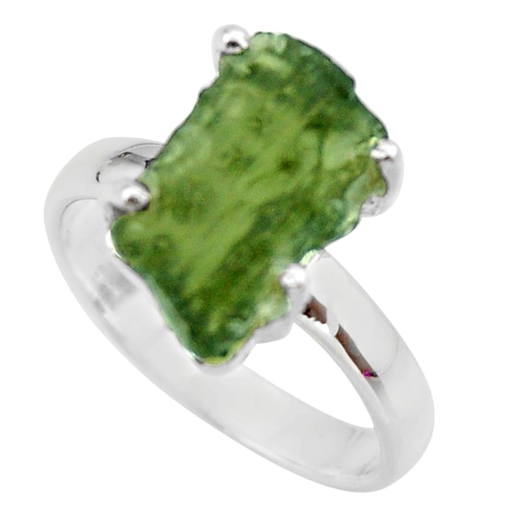 925 silver 7.88cts natural green moldavite solitaire ring size 9 r29480