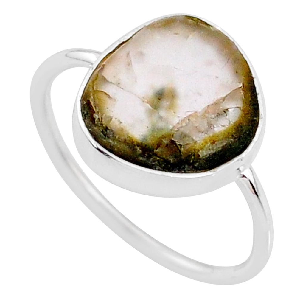 925 silver 4.34cts natural green moss agate solitaire ring jewelry size 9 r70955