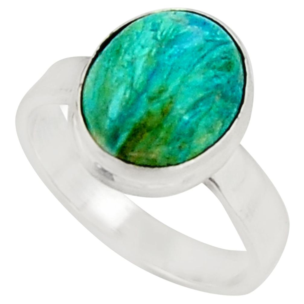 925 silver 5.38cts natural green opaline solitaire ring jewelry size 8 r22548