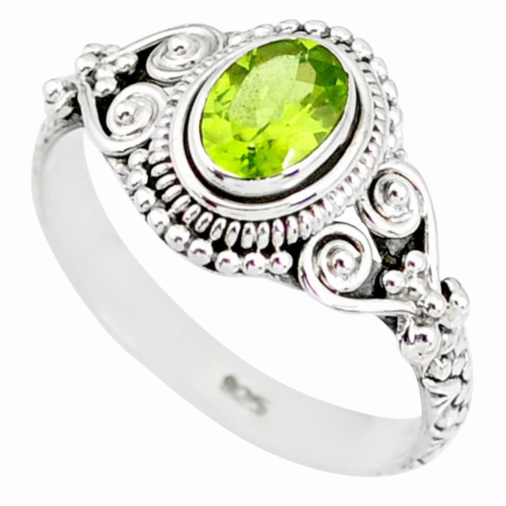 925 silver 1.51cts natural green peridot oval solitaire ring size 8.5 r85524