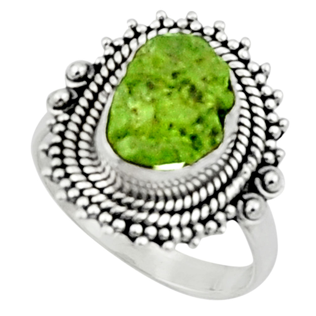 925 silver 5.07cts natural green peridot rough solitaire ring size 8 r52368