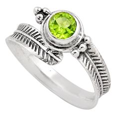 925 silver 0.72cts natural green peridot round adjustable ring size 8.5 t86739
