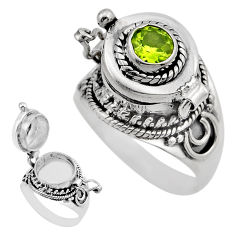 925 silver 0.82cts natural green peridot round poison box ring size 6.5 y91954