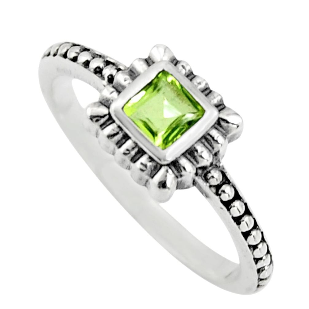 925 silver 0.58cts natural green peridot solitaire ring jewelry size 5.5 r25450
