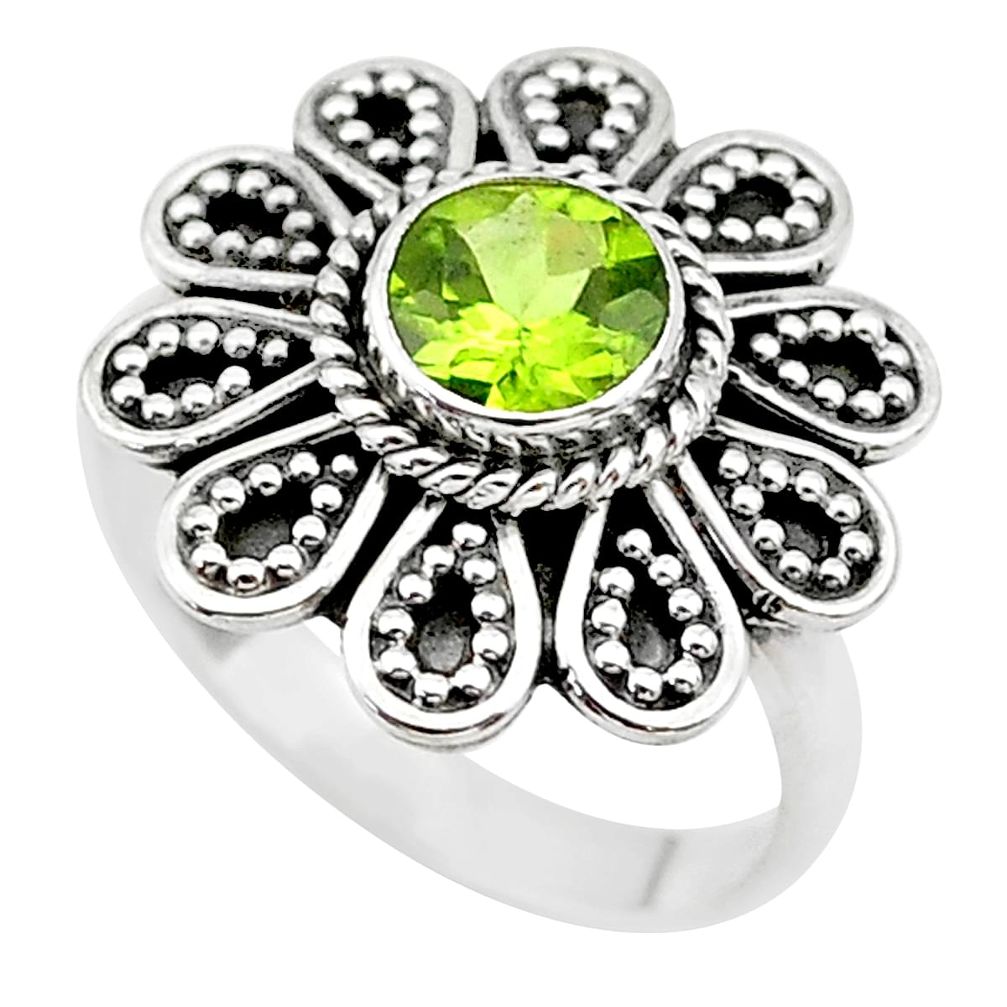 925 silver 1.15cts natural green peridot solitaire ring jewelry size 7 t19858