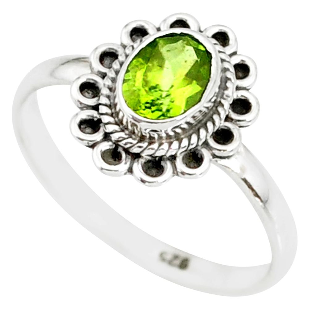 925 silver 1.48cts natural green peridot solitaire ring jewelry size 8 r85539